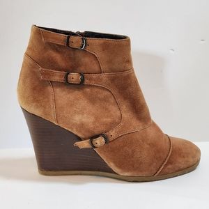 J. Crew brown suede leather wedge ankle boots Women's size 10